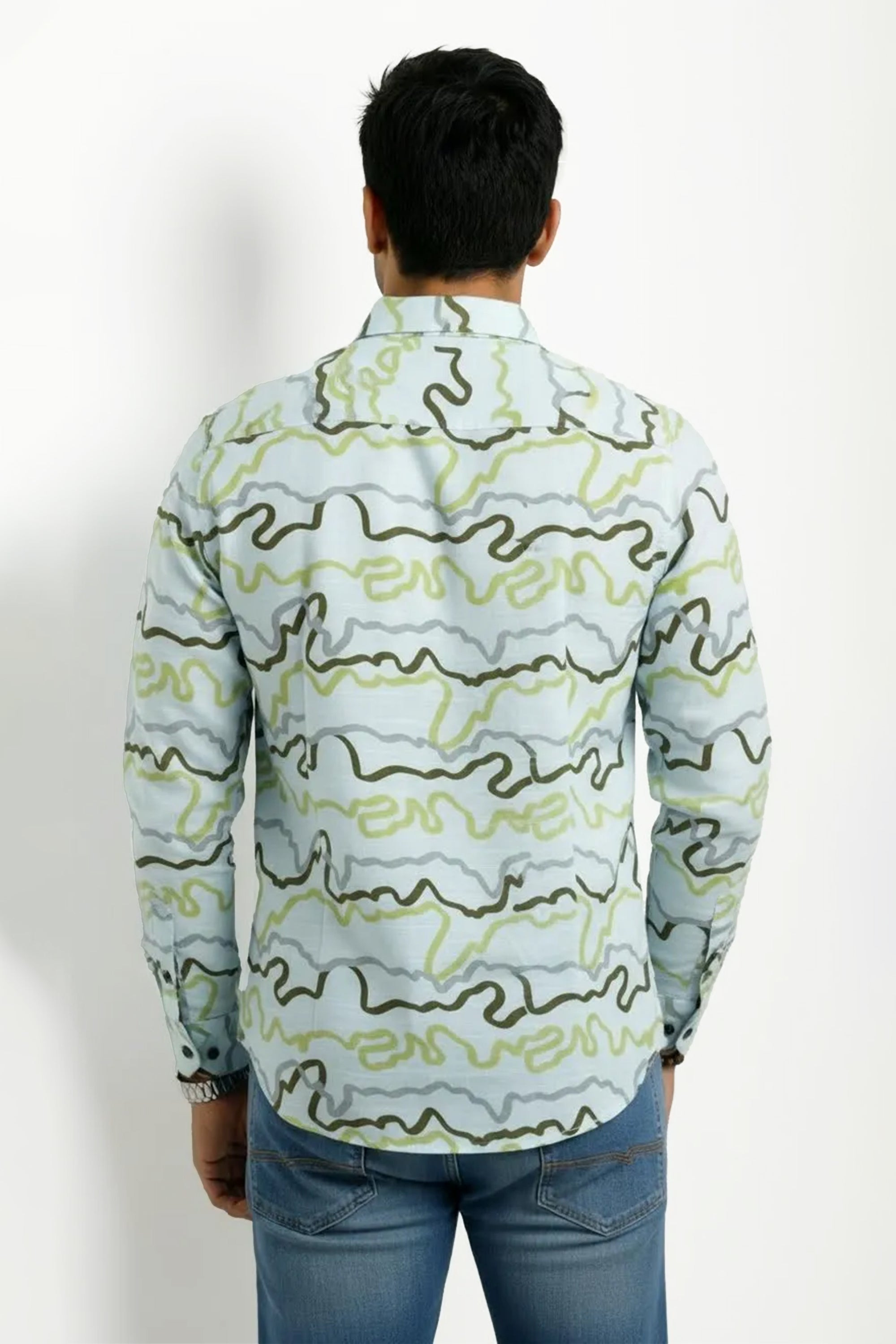 Slim Fit Cotton Linen Printed L/S Shirt