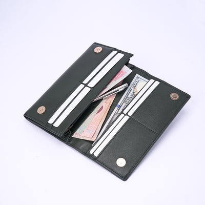 Genuine Leather Ladies Wallet - Olive Green