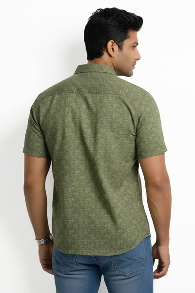 Slim Fit Cotton Printed S/S Shirt