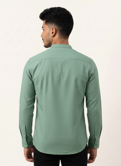 Slim Fit Cotton Plain Shirt L/S - Sage Green