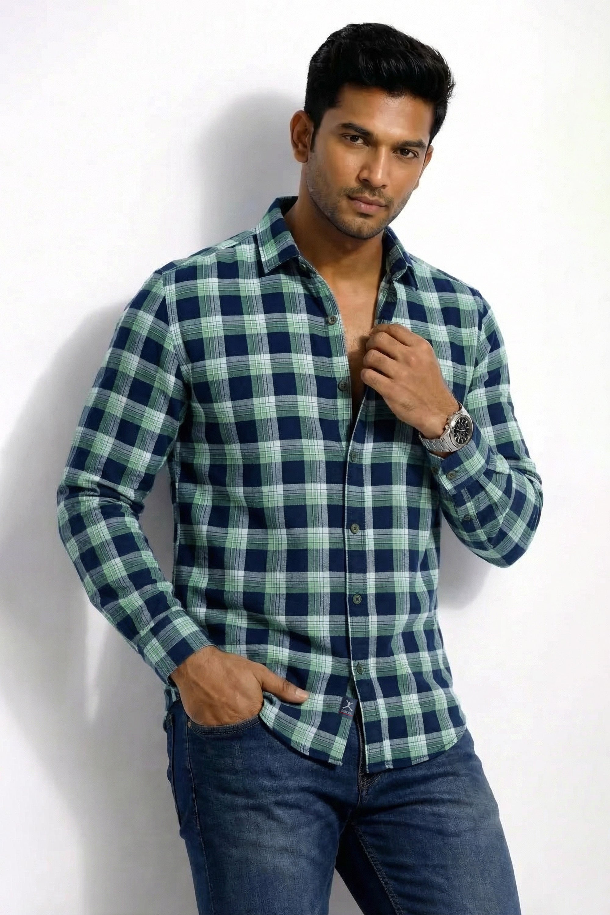 Slim Fit Cotton Checks L/S Shirt