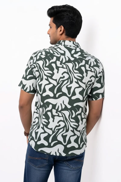 Slim Fit Cotton Linen Printed L/S Shirt
