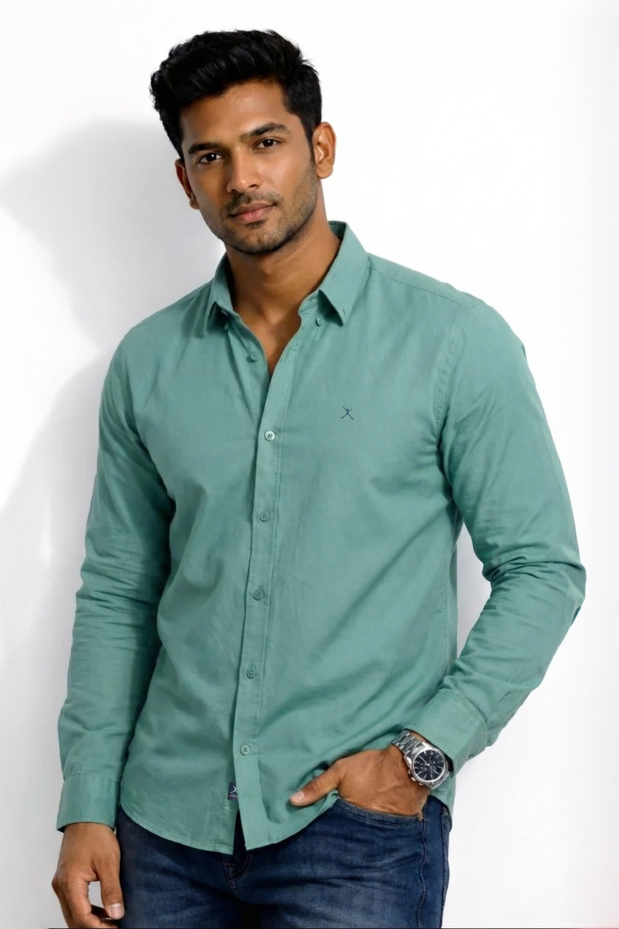 Slim Fit Cotton Plain L/S Shirt