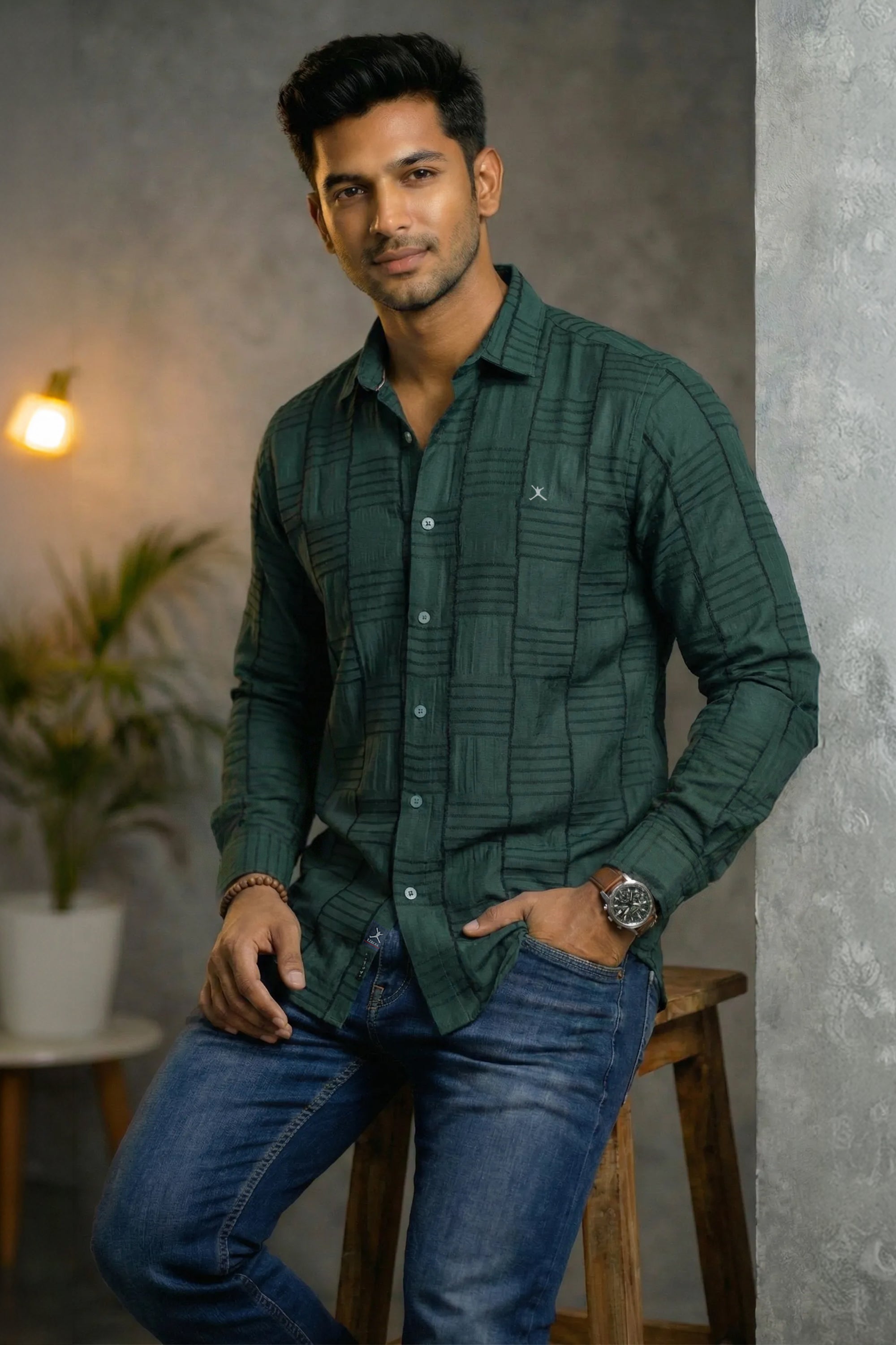 Slim Fit Cotton Plain L/S Shirt