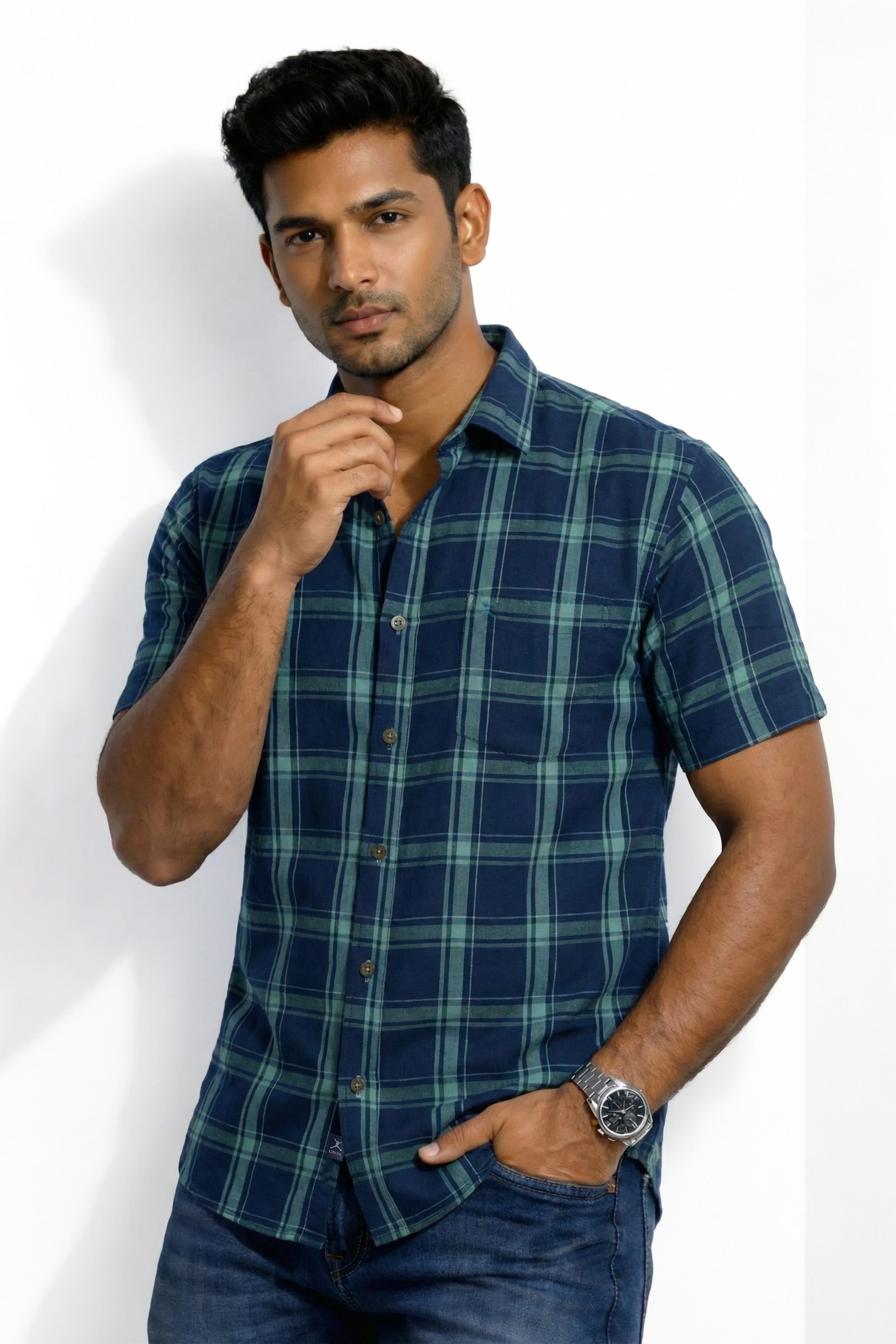 Slim Fit Cotton Checks S/S Shirt
