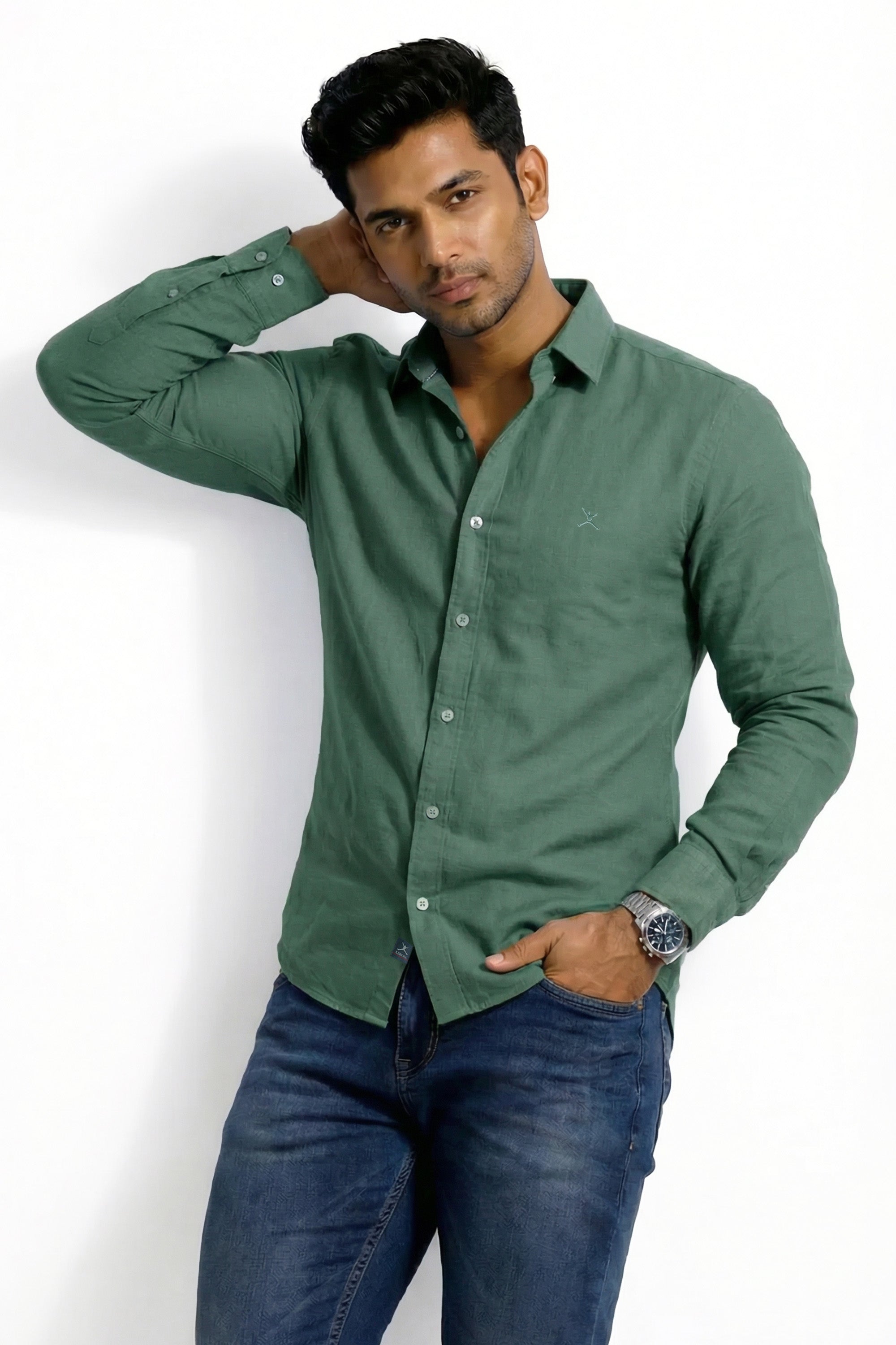 Slim Fit Cotton Plain L/S Shirt