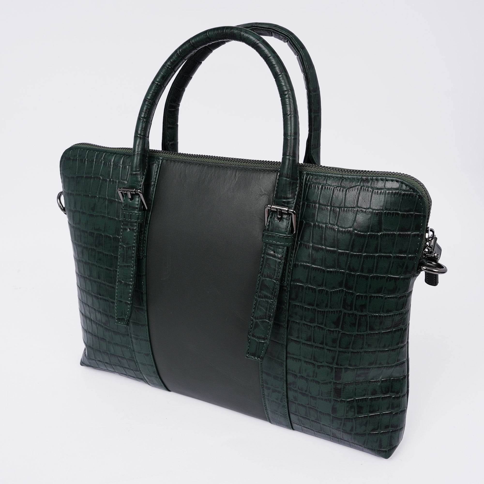 Italian Leather Executive Bag - Green