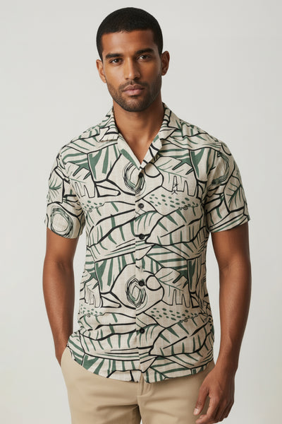 Slim Fit Abstract Printed S/S Shirt