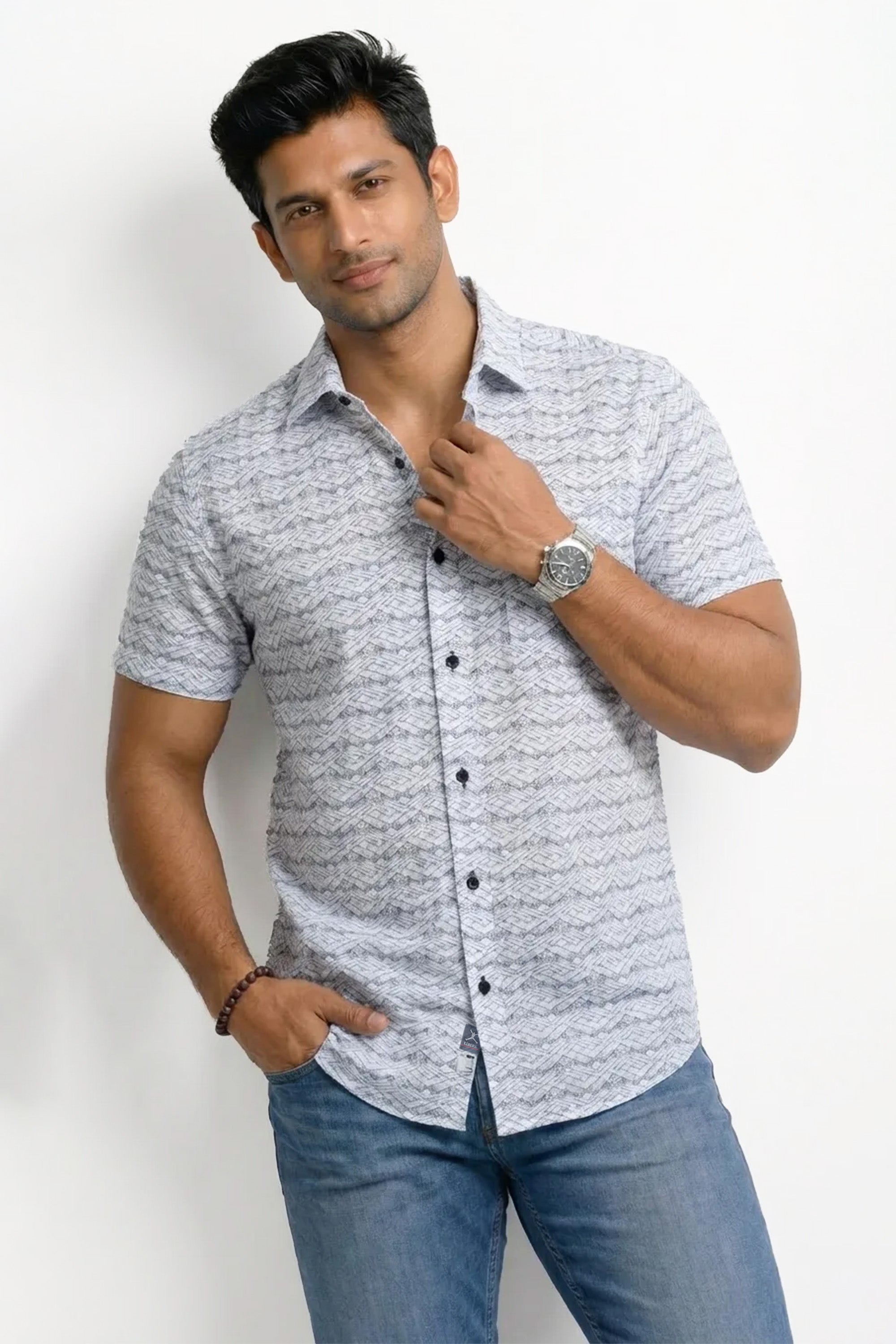 Slim Fit Cotton Printed S/S Shirt