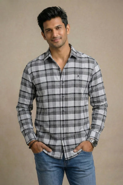 Slim Fit Cotton Checks L/S Shirt
