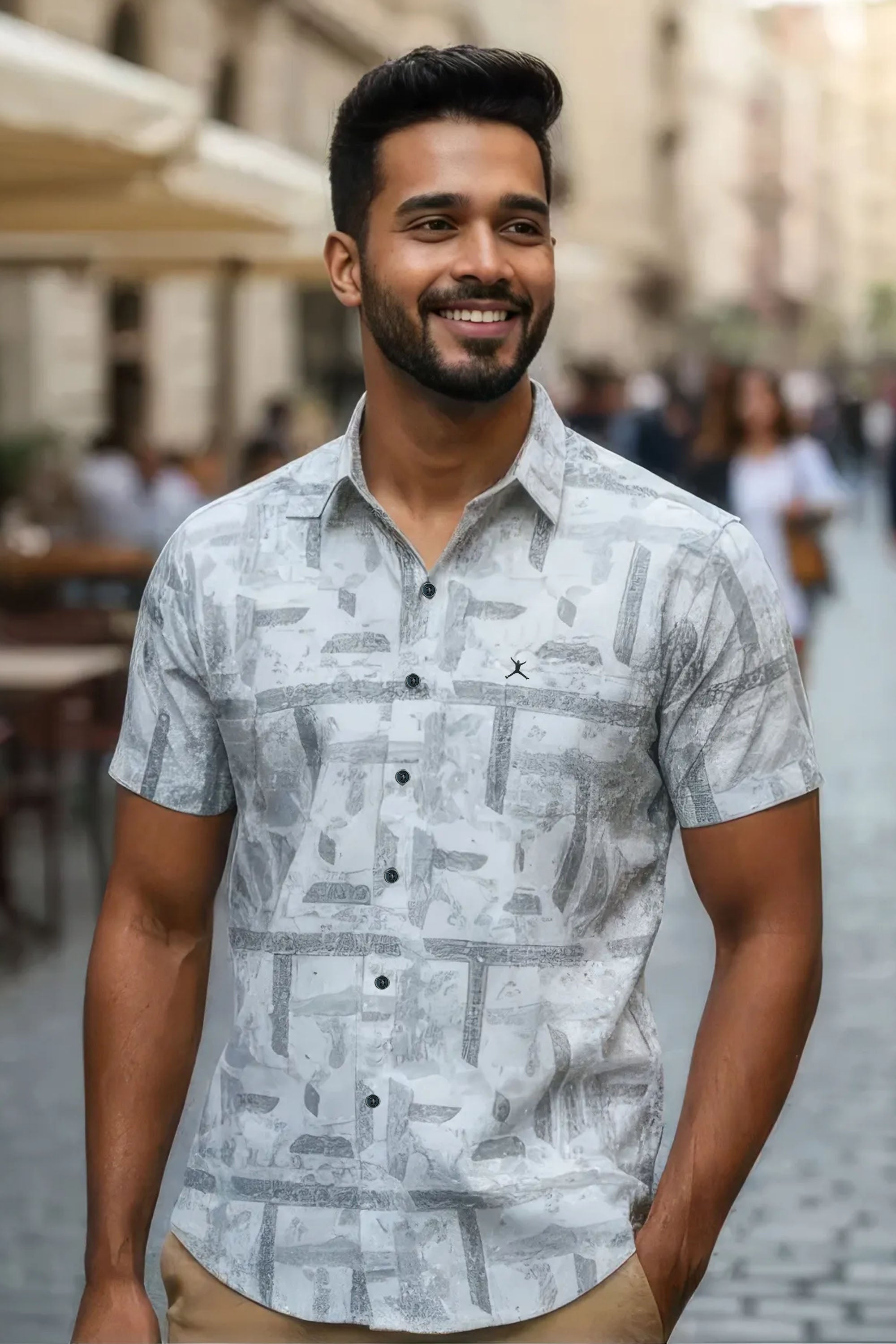 Slim Fit Abstract Printed S/S Shirt