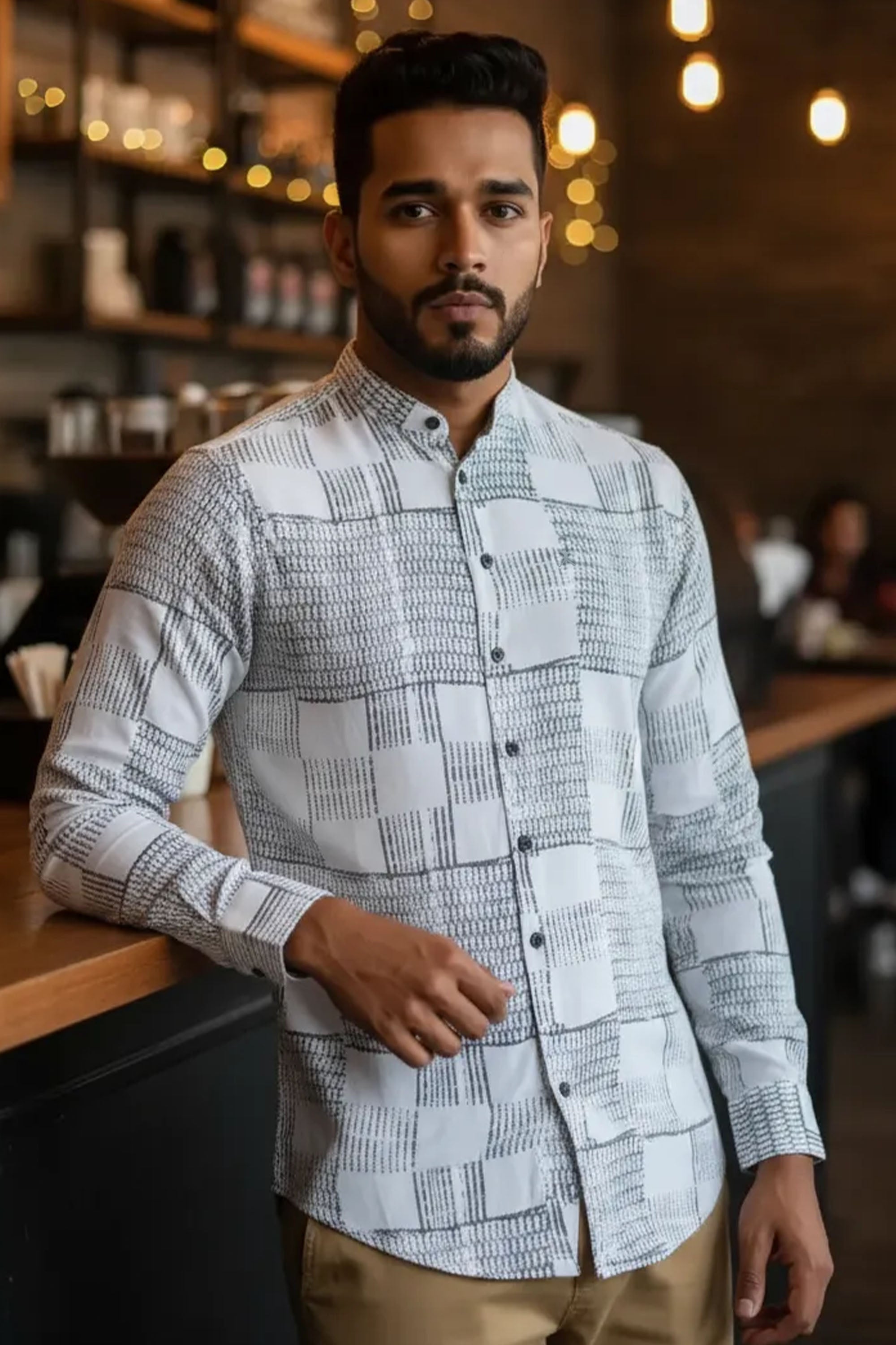 Slim Fit Geometric Printed L/S Shirt