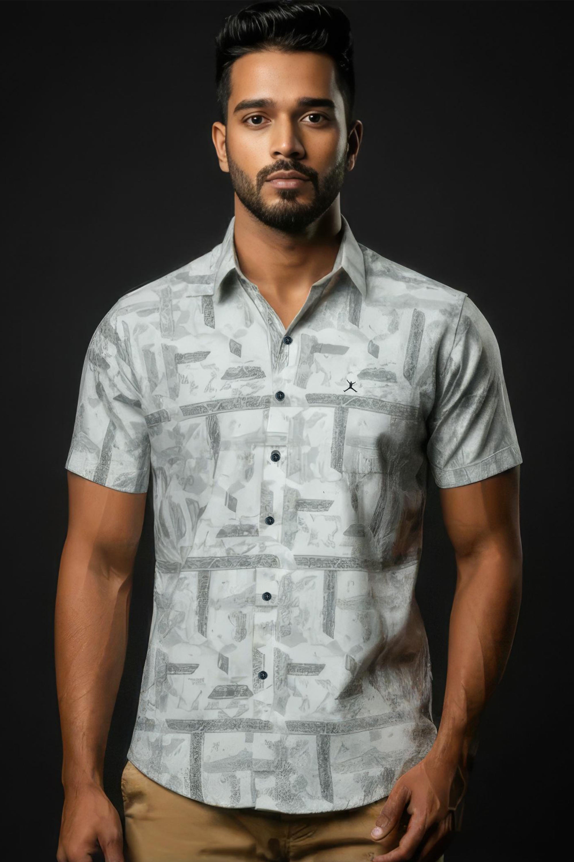 Slim Fit Abstract Printed S/S Shirt