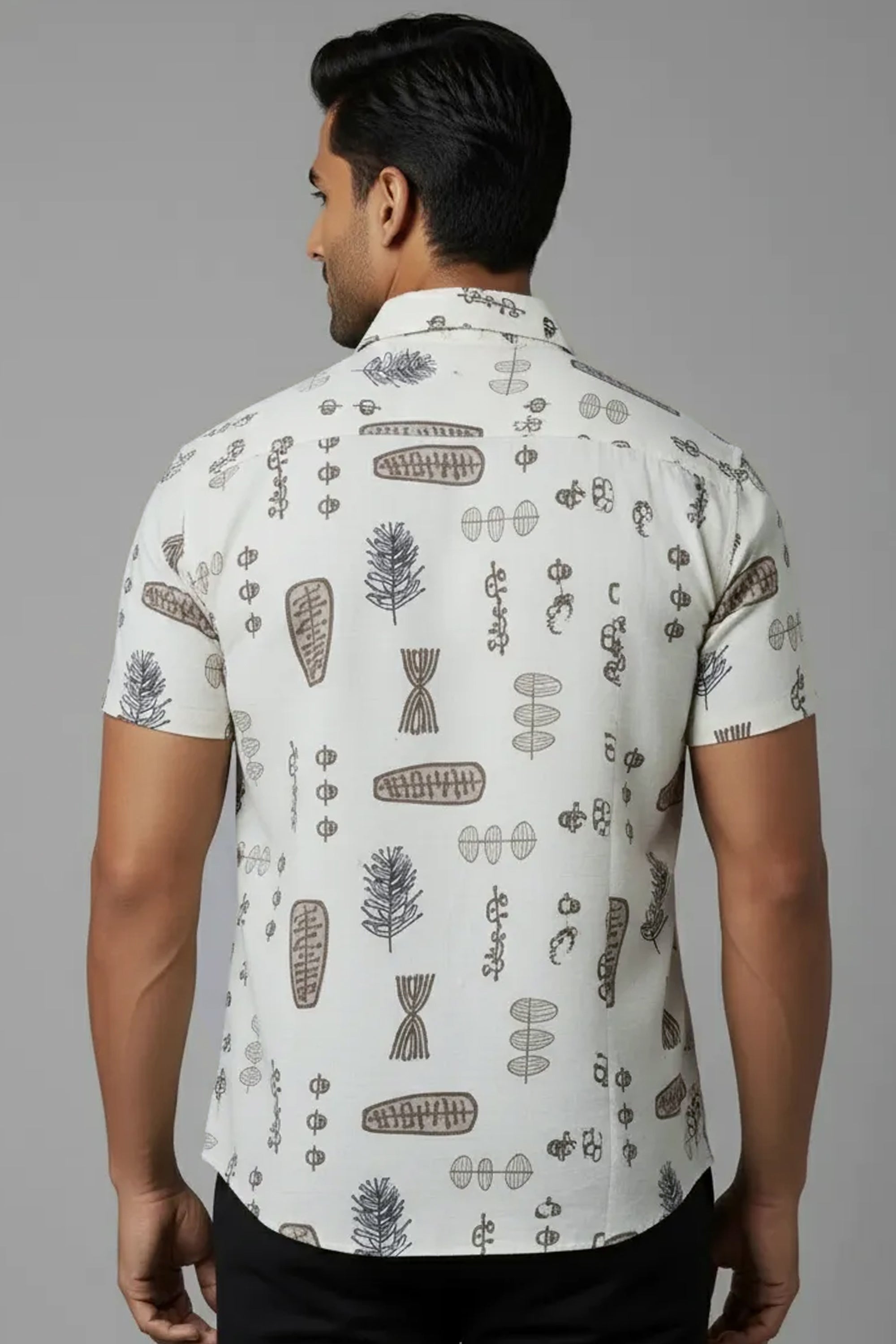 Slim Fit Leaf Printed S/S Shirt