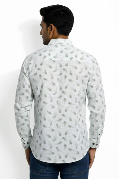 Slim Fit Cotton Linen Printed L/S Shirt
