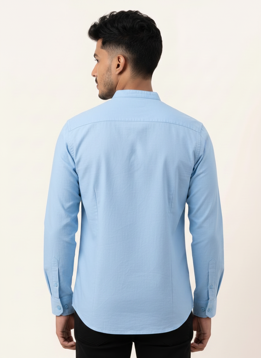 Slim Fit Cotton Plain Shirt L/S - Light Blue