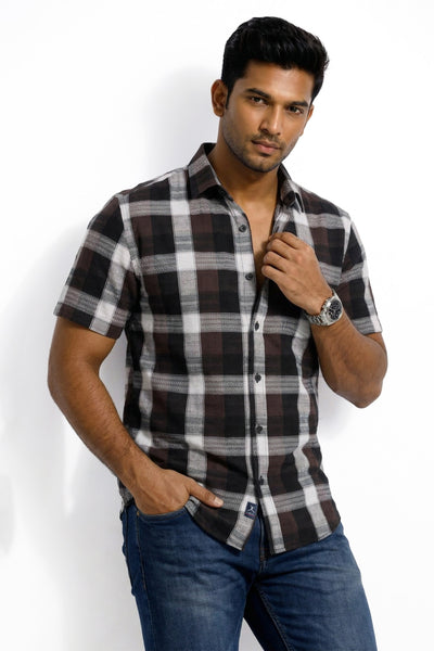 Slim Fit Cotton Checks S/S Shirt