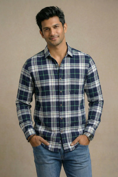 Slim Fit Cotton Checks L/S Shirt