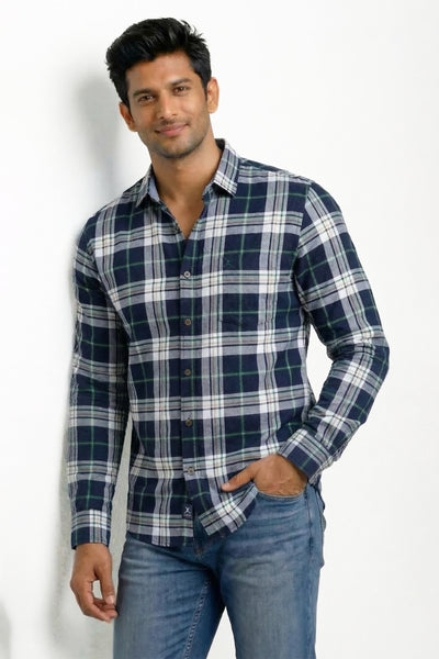 Slim Fit Cotton Checks L/S Shirt