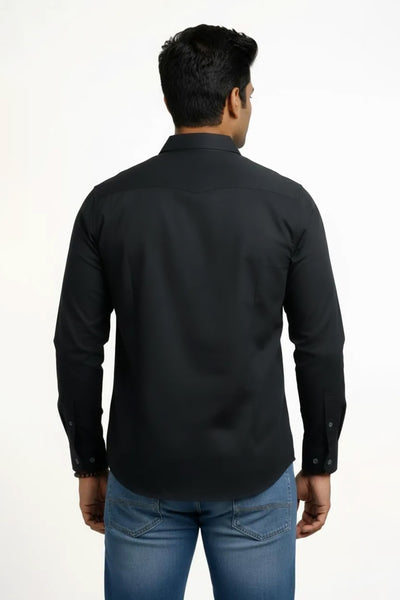 Slim Fit Cotton Double Pocket L/S Shirt