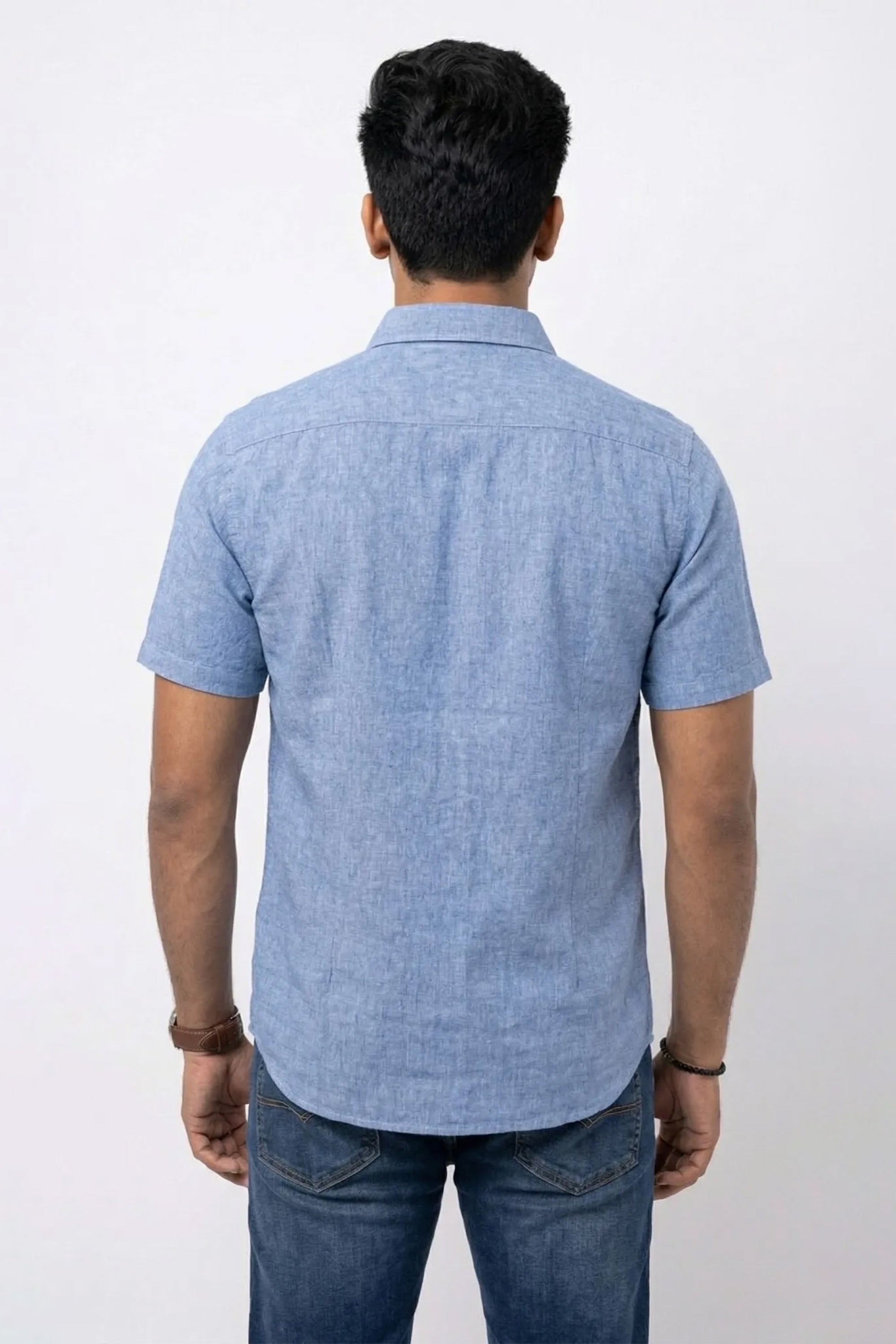 Slim Fit Cotton Linen Plain S/S Shirt