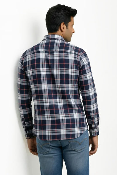 Slim Fit Cotton Checks L/S Shirt