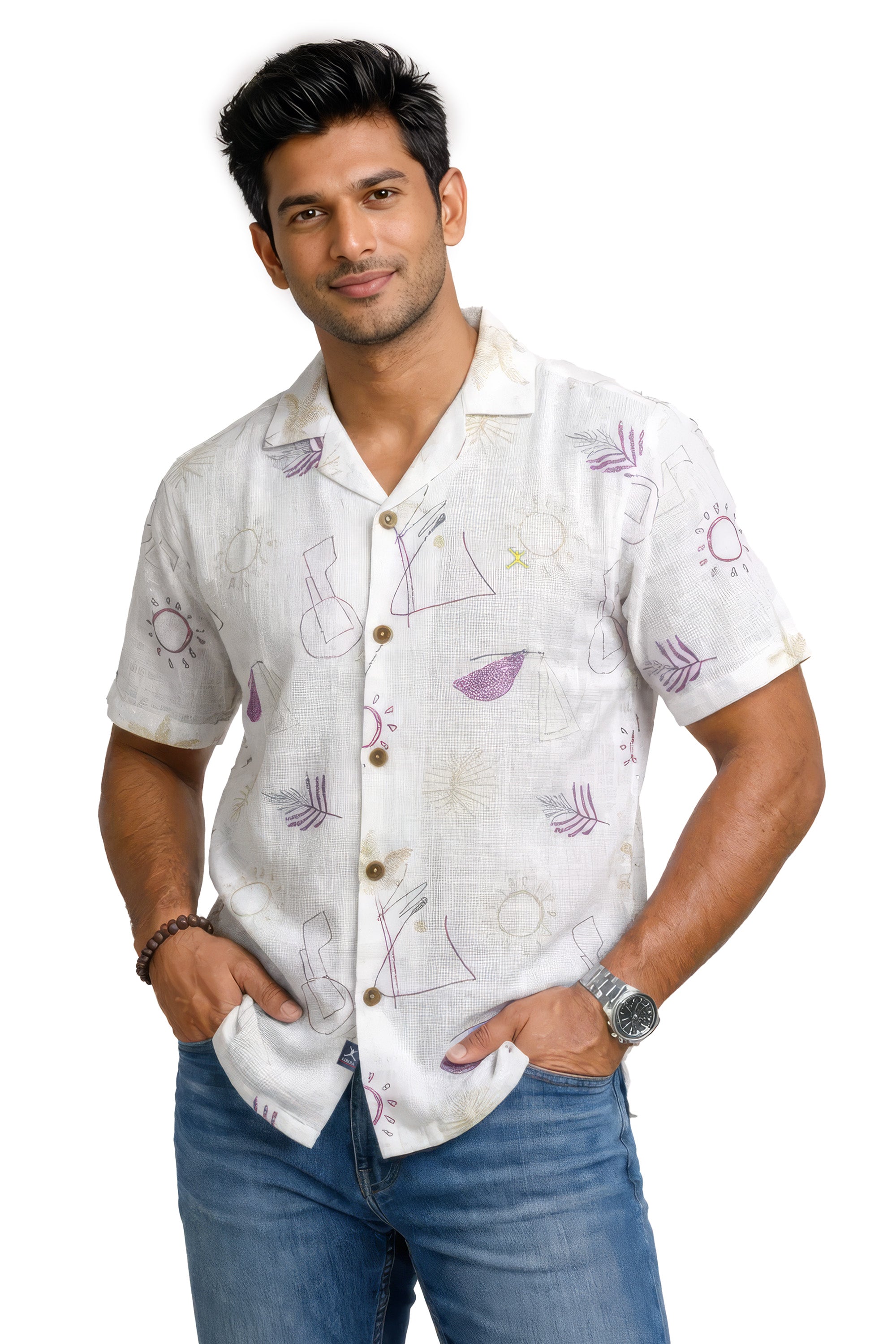 Slim Fit Cotton Printed S/S Shirt