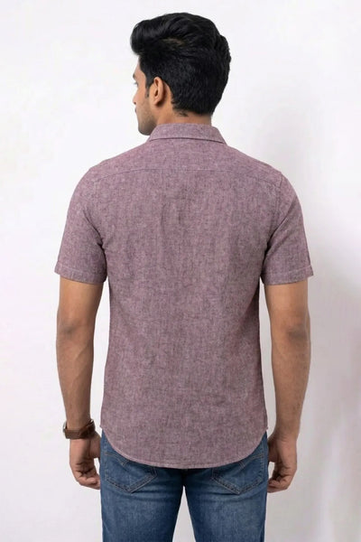 Slim Fit Cotton Linen Plain S/S Shirt