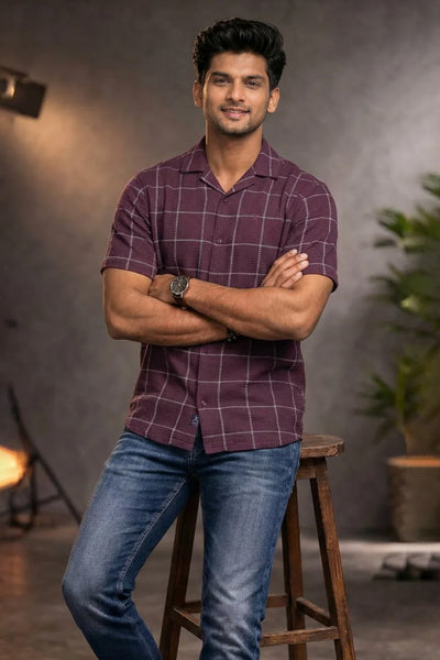 Slim Fit Cotton Cotton Checks S/S Shirt