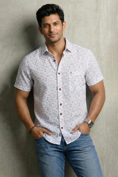Slim Fit Cotton Printed S/S Shirt