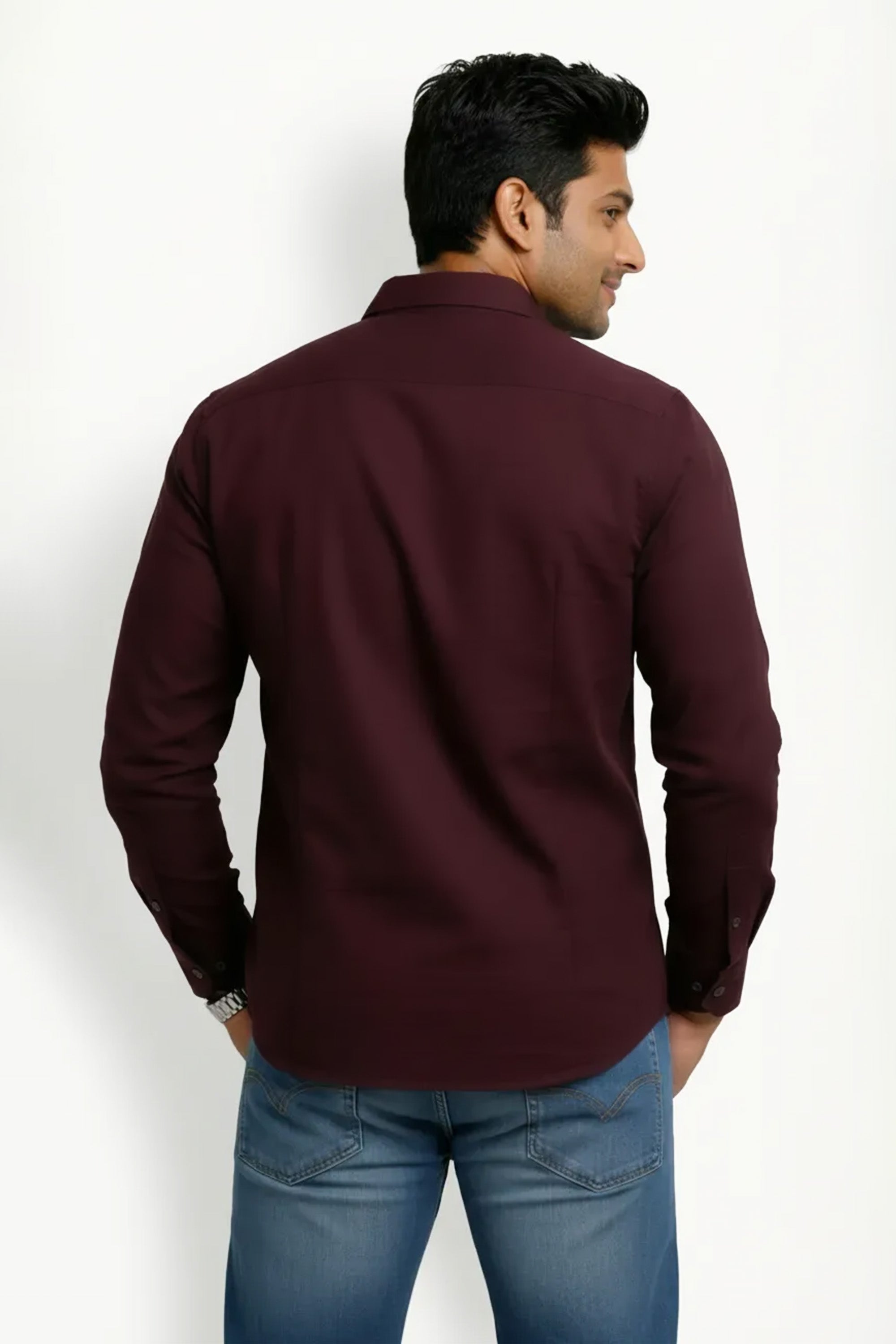 Slim Fit Cotton Double Pocket L/S Shirt