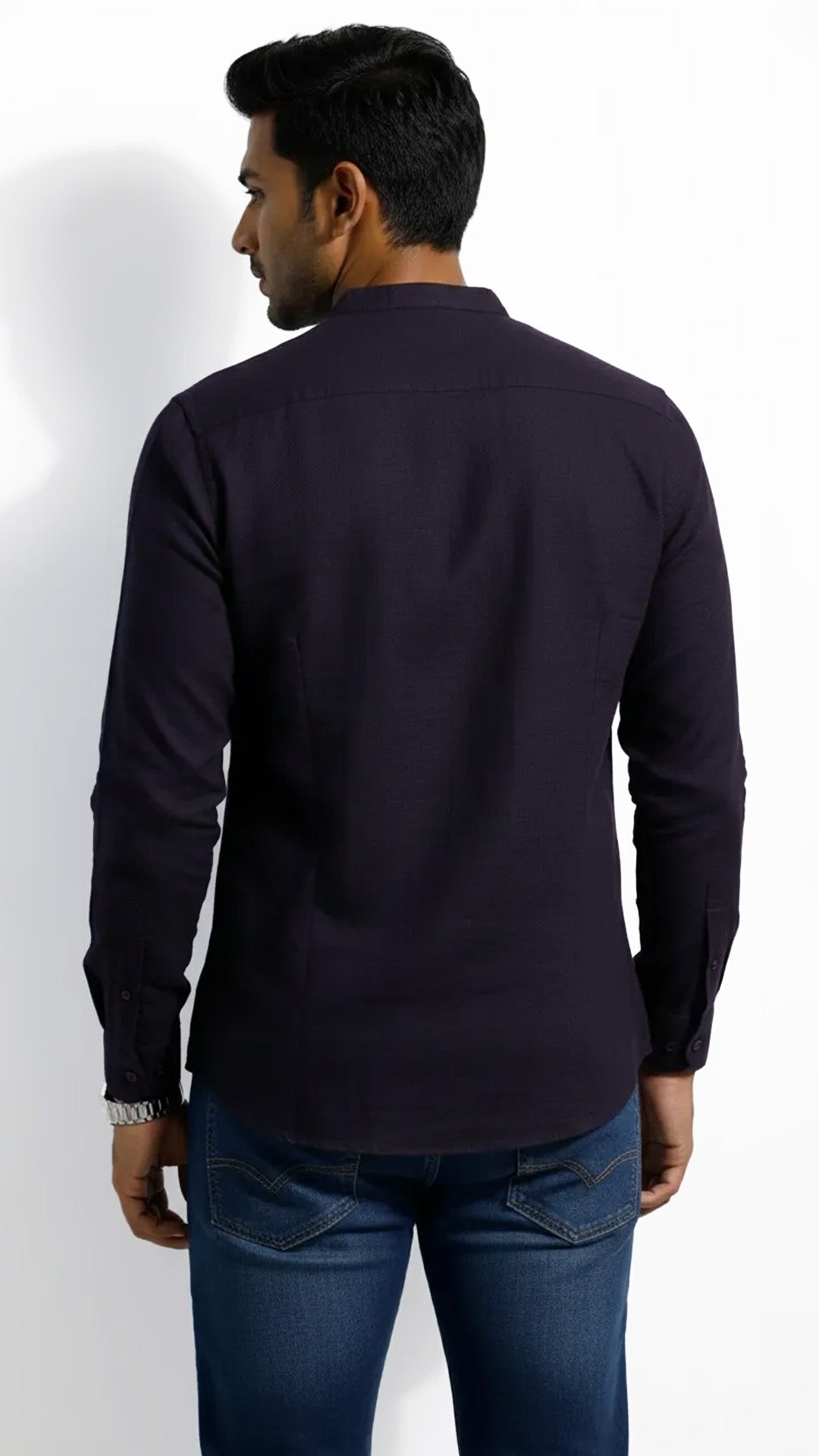Slim Fit Cotton Plain L/S Half Kurta