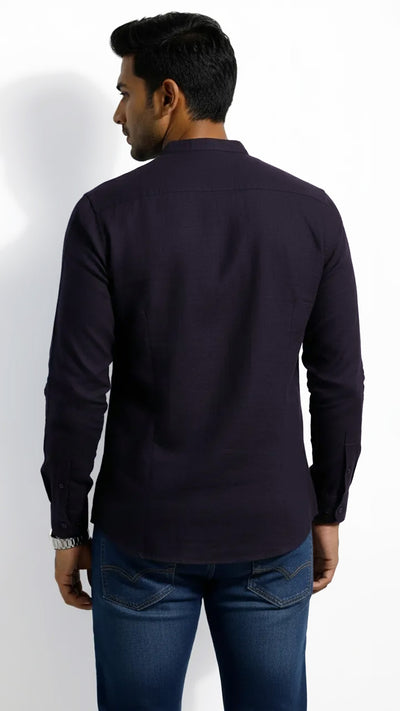 Slim Fit Cotton Plain L/S Half Kurta