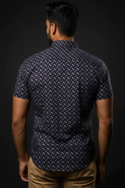 Slim Fit Dobby Printed S/S Shirt