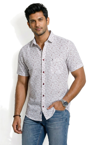 Slim Fit Cotton Printed S/S Shirt