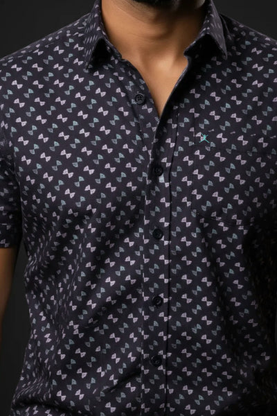 Slim Fit Dobby Printed S/S Shirt