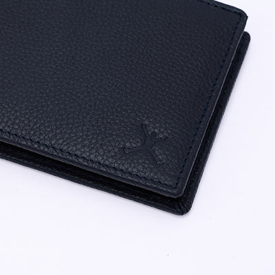 Genuine Leather RFID Wallet - Navy Blue