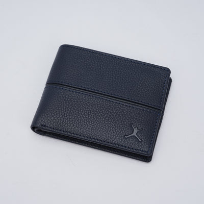Genuine Leather RFID Wallet - Navy Blue