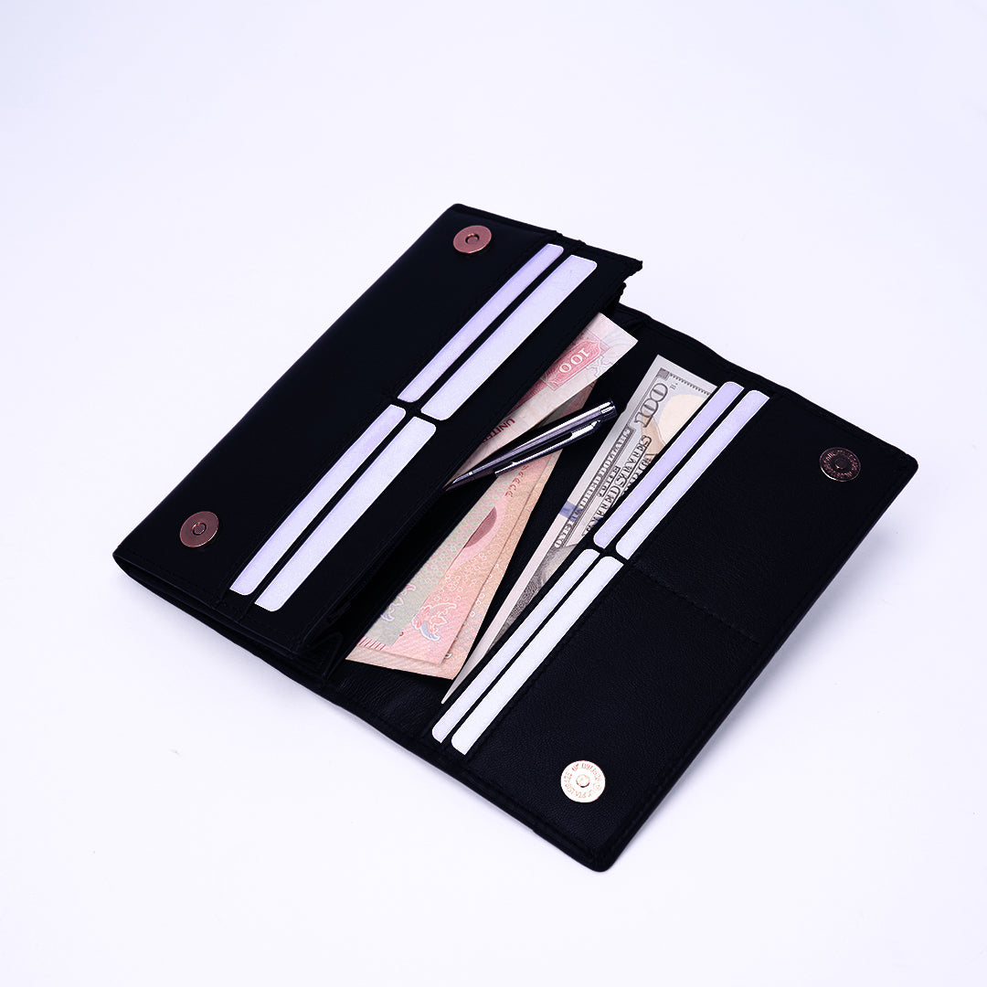 Genuine Leather Ladies Wallet - Navy