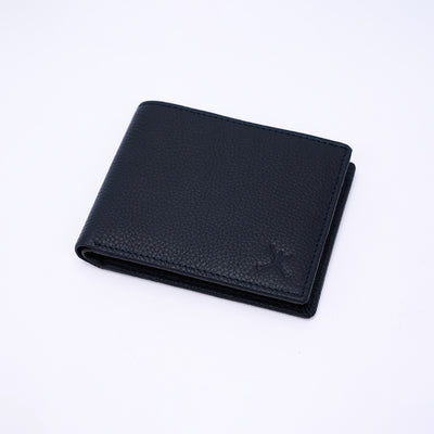 Genuine Leather RFID Wallet - Navy Blue