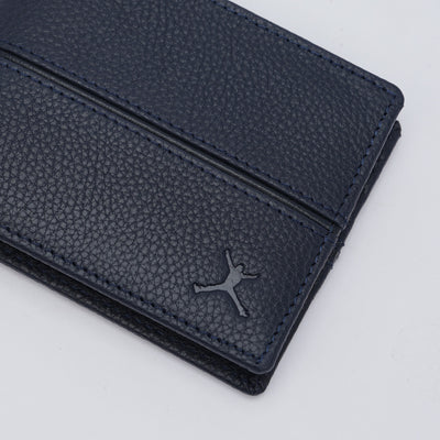 Genuine Leather RFID Wallet - Navy Blue