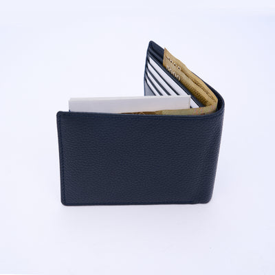 Genuine Leather RFID Wallet - Navy Blue