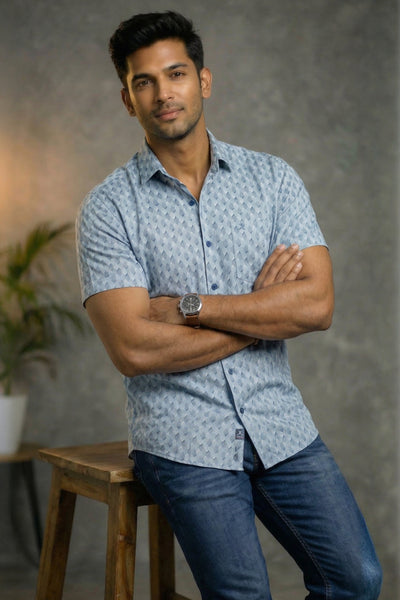 Slim Fit Cotton Printed S/S Shirt