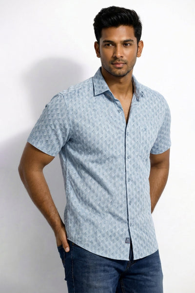 Slim Fit Cotton Printed S/S Shirt