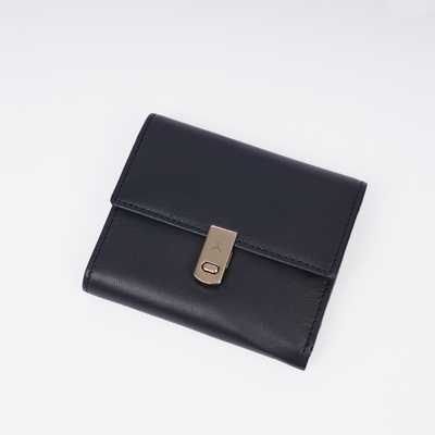 Italian Leather Ladies Wallet - Navy Blue