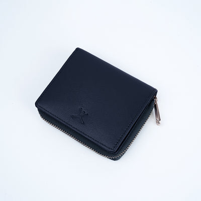 Italian Leather Ladies Wallet - Navy Blue