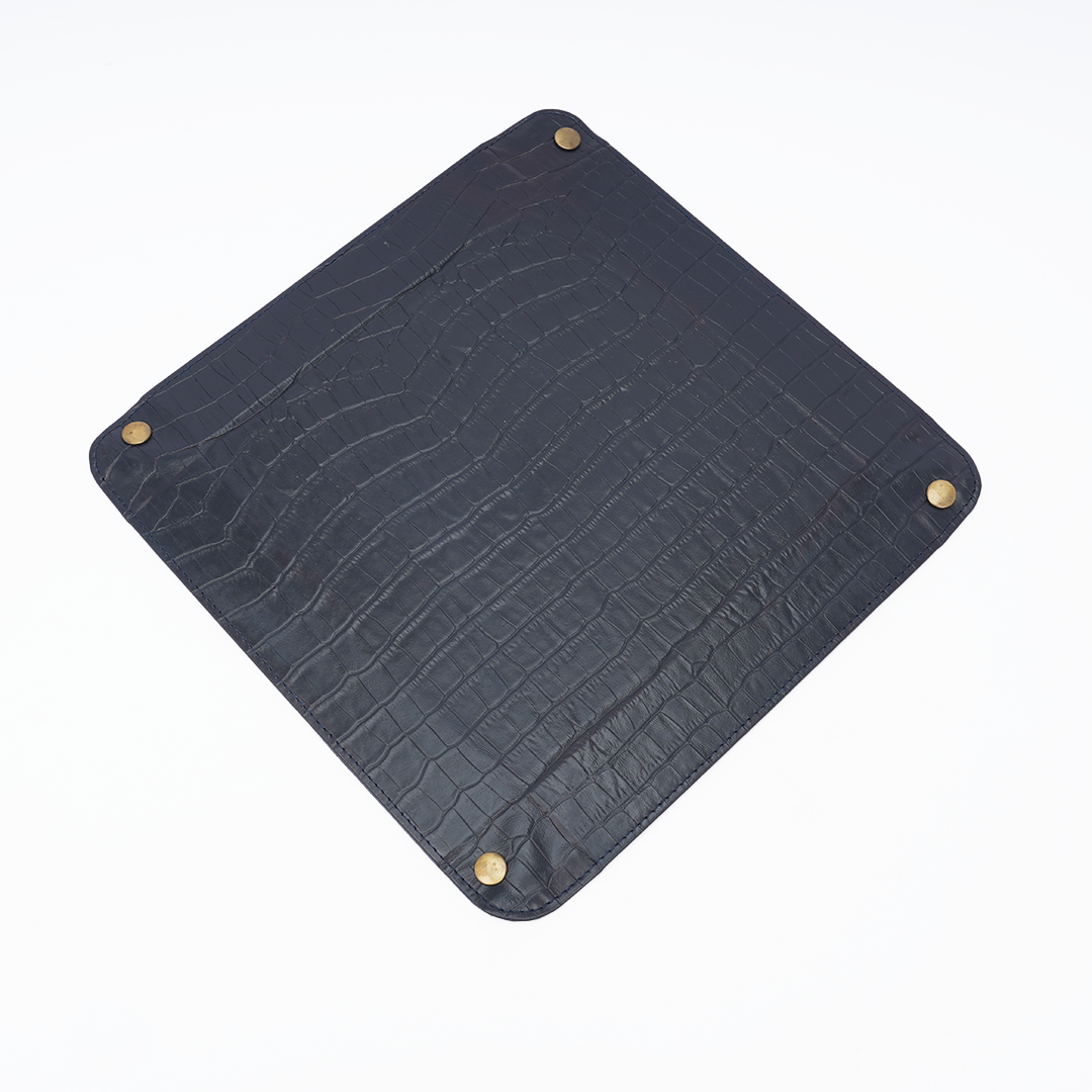 Italian Leather Tray Large - Navy Blue