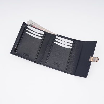 Italian Leather Ladies Wallet - Navy Blue