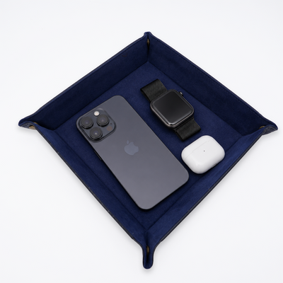 Italian Leather Tray Large - Navy Blue
