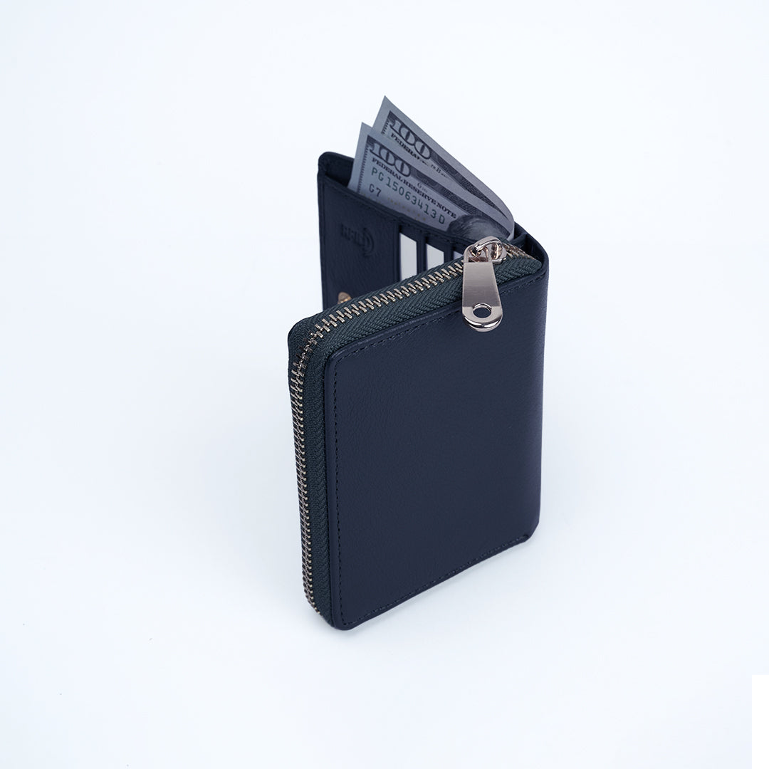 Italian Leather Ladies Wallet - Navy Blue